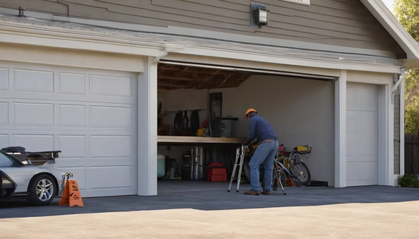 A local provider replacing a torsion spring above a garage door at a home in Brunswick