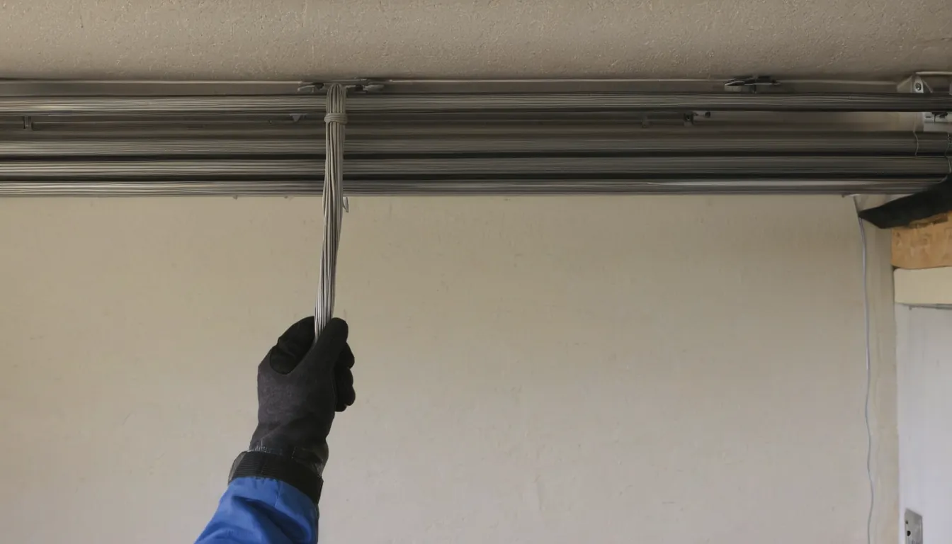 A provider checking the springs on a garage door for a homeowner in the Brunswick area