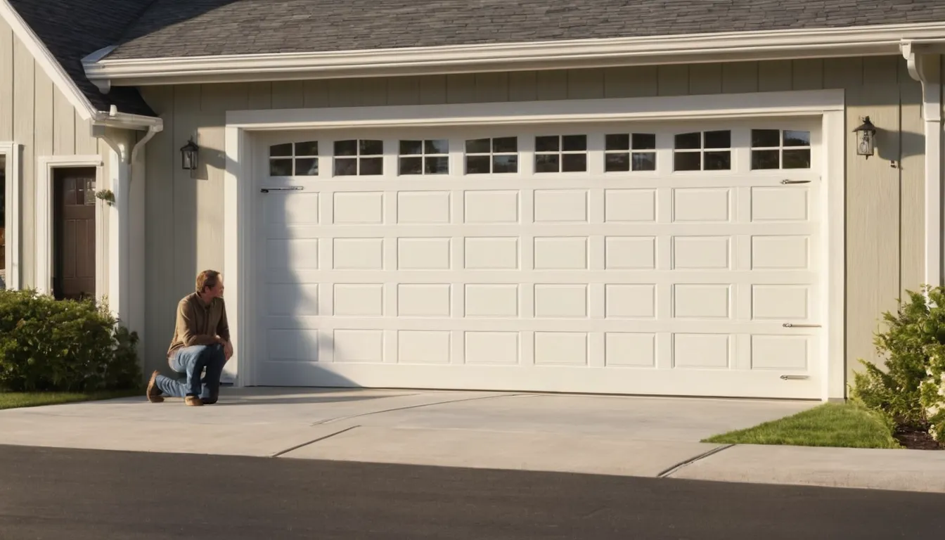 A homeowner and a garage door provider looking at a residential garage door together in Brunswick
